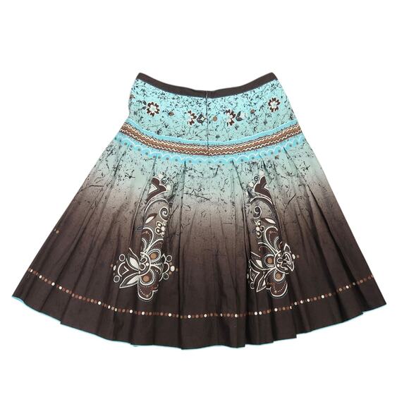 Vintage 90s Esprit Blue and Brown Ombre Printed Knee Length Skirt 6 - Picture 3 of 6